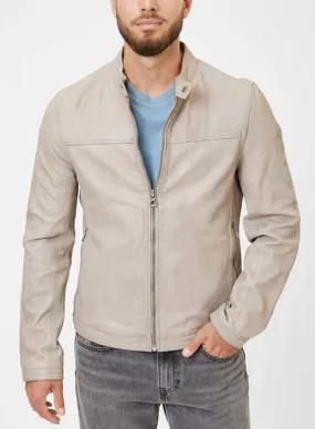 Blouson cuir homme ivoire