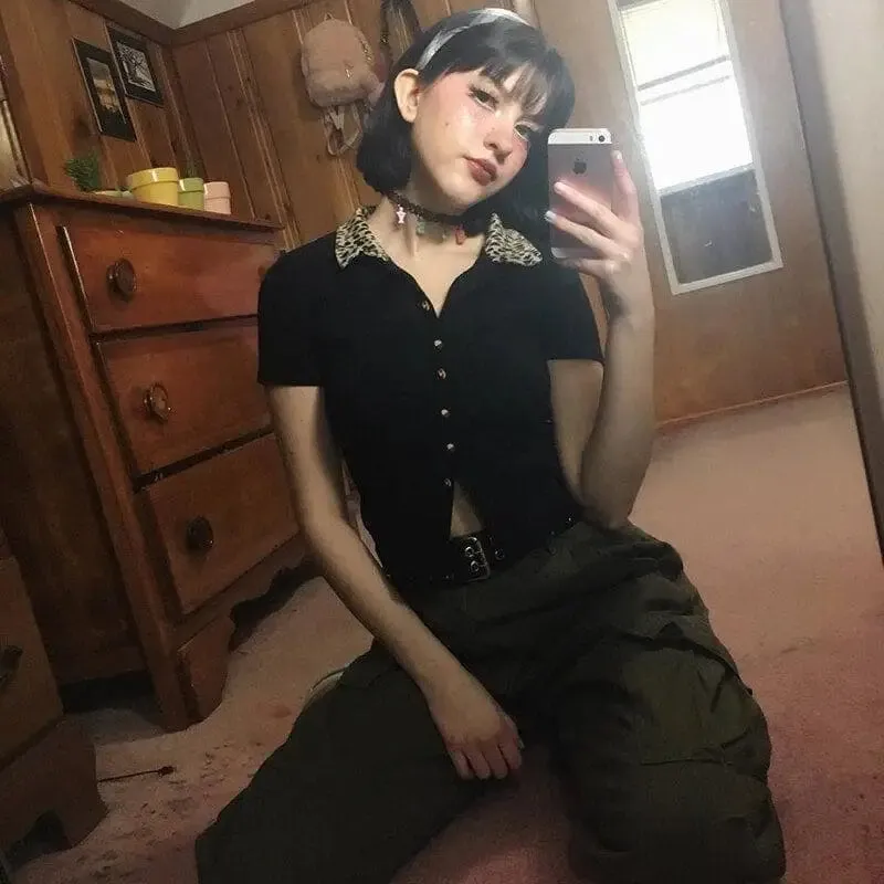 Chemisier Léopard Crop Top