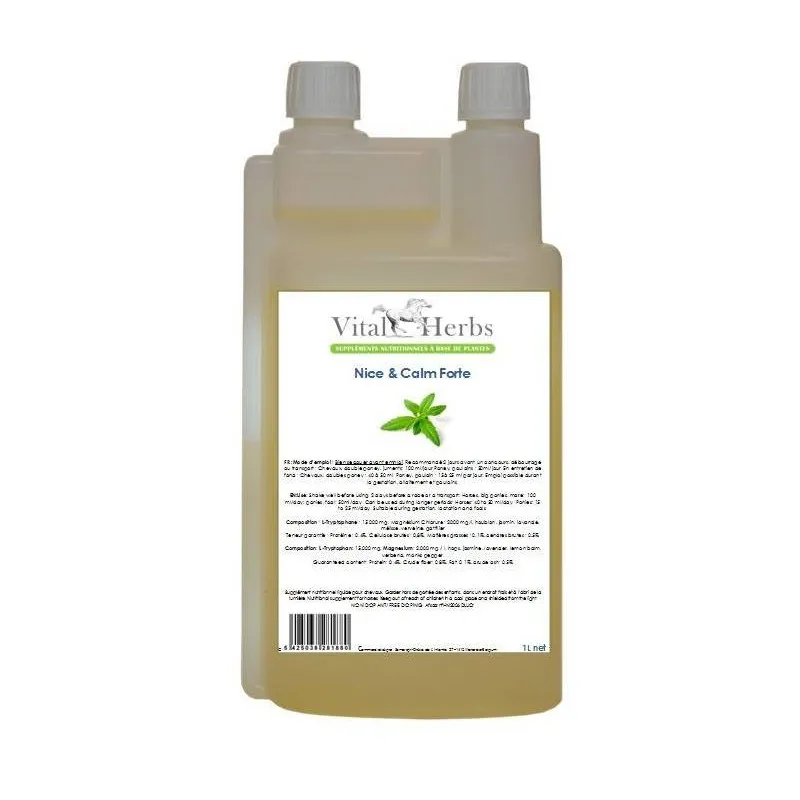 Nice and calm forte liquide pour l'anxiété cheval - Vital herbs - VITAL HERBS - Stress cheval - Equestra