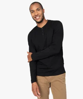 tee-shirt a manches longues et col tunisien homme noir tee-shirts